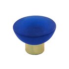 Polyester Round Knob in Blue Matte with Polished Brass Base