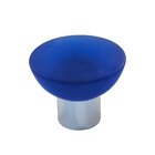 Polyester Round Knob in Blue Matte with Polished Chrome Base