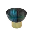 Polyester Round Knob in Matte Green Beige with Polished Brass Base