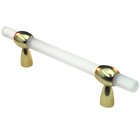 3"- 4" Adjustable Polyester Pull in Clear Matte with Polished Brass Base