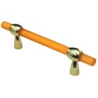 3"- 4" Adjustable Polyester Pull in Amber Matte with Polished Brass Base