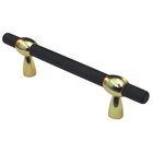 3"- 4" Adjustable Polyester Pull in Black Matte with Polished Brass Base