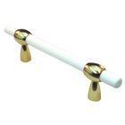 3"- 4" Adjustable Polyester Pull in White Matte with Polished Brass Base