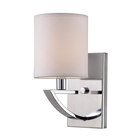 Single Wall Sconce in Chrome with White Fabric