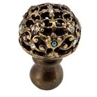 1 1/4" Diameter Medium Knob Full Round with Swarovski Elements in Soft Gold with Crystal And Aurora Borealis