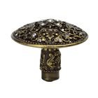  Large Knob With 17 Swarovski Crystals in Antique Brass with Crystal