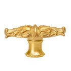 Leaves Large Knob With Flared Foot Romanesque Style in Gilded Mercury 24K Plated Gold