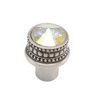 Medium Round Knob with an 18mm Swarovski Crystal in Satin with Aurora Boreal Crystal