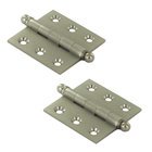 Solid Brass 2" x 2" Mortise Cabinet Hinge with Ball Tips (Sold as a Pair) in Brushed Nickel