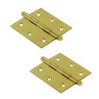 Solid Brass 2 1/2" x 2 1/2" Mortise Cabinet Hinge with Ball Tips (Sold as a Pair) in Polished Brass