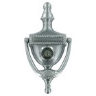Solid Brass Victorian Rope Door Knocker with Viewer in Brushed Chrome