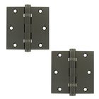 Solid Brass 3 1/2" x 3 1/2" 2 Ball Bearing Square Door Hinge (Sold as a Pair) in Antique Nickel