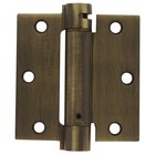 3 1/2" x 3 1/2" Standard Square Spring Door Hinge (Sold Individually) in Antique Brass