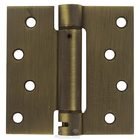 4" x 4" Standard Square Spring Door Hinge (Sold Individually) in Antique Brass