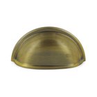 Solid Brass 3" Centers Oval Shell Cup Pull in Antique Brass