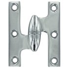 Solid Brass 2 1/2" x 2" Left Handed Olive Knuckle Hinge (Sold Individually) in Polished Chrome