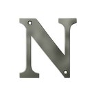 Solid Brass 4" Residential House Letter N in Antique Nickel