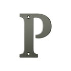 Solid Brass 4" Residential House Letter P in Antique Nickel