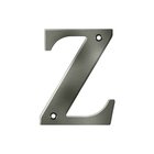 Solid Brass 4" Residential House Letter Z in Antique Nickel