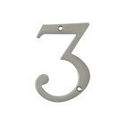 Solid Brass 4" Residential House Number 3 in Brushed Nickel