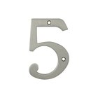 Solid Brass 4" Residential House Number 5 in Brushed Nickel