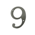 Solid Brass 4" Residential House Number 9 in Antique Nickel