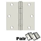 3 1/2" x 3 1/2" Residential Ball Bearing Square Door Hinge (Sold as a Pair) in Polished Nickel