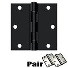 3 1/2" x 3 1/2" Residential Ball Bearing Square Door Hinge (Sold as a Pair) in Paint Black
