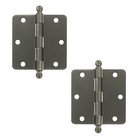 3 1/2" x 3 1/2" 1/4" Radius/Residential Door Hinge with Ball Tips (Sold as a Pair) in Antique Nickel