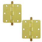 3 1/2" x 3 1/2" 1/4" Radius/Residential Door Hinge with Ball Tips (Sold as a Pair) in Polished Brass