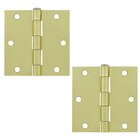 3 1/2" x 3 1/2" Residential Square Door Hinge (Sold as a Pair) in Brushed Brass
