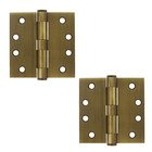 4" x 4" Heavy Duty Square Door Hinge (Sold as a Pair) in Antique Brass