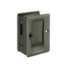 Heavy Duty Pocket Lock Adjustable 3 1/4"x 2 1/4" Sliding Door Receiver in Antique Nickel