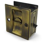 Solid Brass 2 1/2" x 2 3/4" Privacy Pocket Lock in Antique Brass