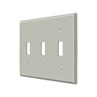 Solid Brass Triple Toggle Switchplate in Brushed Nickel