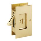 Privacy Modern Rectangular Pocket Door Lock in Polished Brass