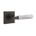 Single Dummy White Marble Right Handed Lever With L-Square Stem And Square Rose In Oil Rubbed Bronze
