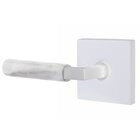 Passage White Marble Left Handed Lever With L-Square Stem And Square Rose In Matte White