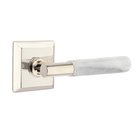 Privacy White Marble Left Handed Lever With T-Bar Stem And Quincy Rose In Polished Nickel