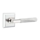 Privacy White Marble Left Handed Lever With T-Bar Stem And Quincy Rose In Polished Chrome