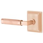 Privacy Knurled Left Handed Lever with L-Square Stem and WIlshire Rosette With Concealed Screws in Satin Rose Gold