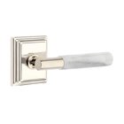 Privacy White Marble Left Handed Lever With T-Bar Stem And Wilshire Rose In Polished Nickel