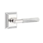 Privacy White Marble Left Handed Lever With T-Bar Stem And Wilshire Rose In Polished Chrome