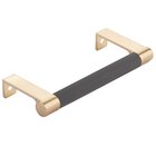 4-1/4" Centers Round Edge Stem in Satin Brass And Knurled Bar in Flat Black