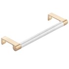6-1/4" Centers Round Edge Stem in Satin Brass And Knurled Bar in Polished Chrome
