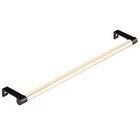 12-1/4" Centers Round Edge Stem in Flat Black And Smooth Bar in Satin Brass
