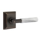 Single Dummy White Marble Left Handed Lever With T-Bar Stem And Wilshire Rose In Oil Rubbed Bronze