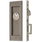 Modern Rectangular Keyed Pocket Door Mortise Lock in Pewter