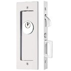 Modern Rectangular Keyed Pocket Door Mortise Lock in Polished Chrome