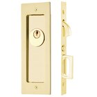 Modern Rectangular Keyed Pocket Door Mortise Lock in Unlacquered Brass